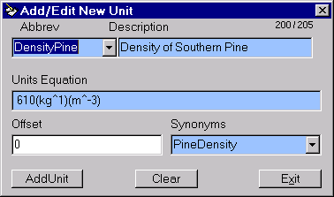 Add/Edit Unit Window